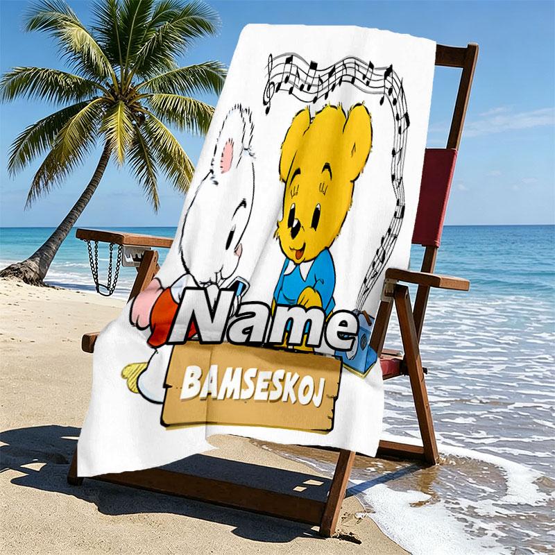 Custom Name Personalized Bamse Print Beach Towel, for Trip Camping Beach Party Home Decor, Birthday Gift for Family & Friends