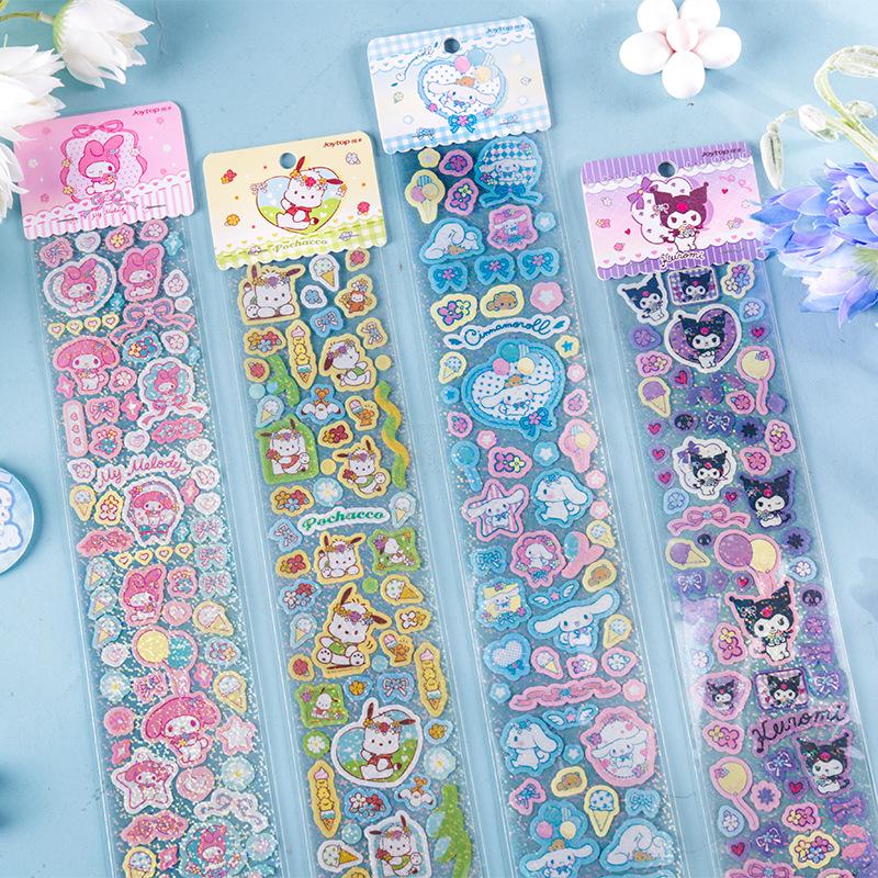 Sanrio Floral All Things Long Kuromi Cinnamoroll Japanese and Korean Cute My Melody Cartoon Pocket Sticker