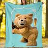 Cartoon Teddy bear Ted2 printed throw blanket—lightweight,soft,warm;versatile blanket for all seasons—perfect as &air-conditioning throw,nap blanket