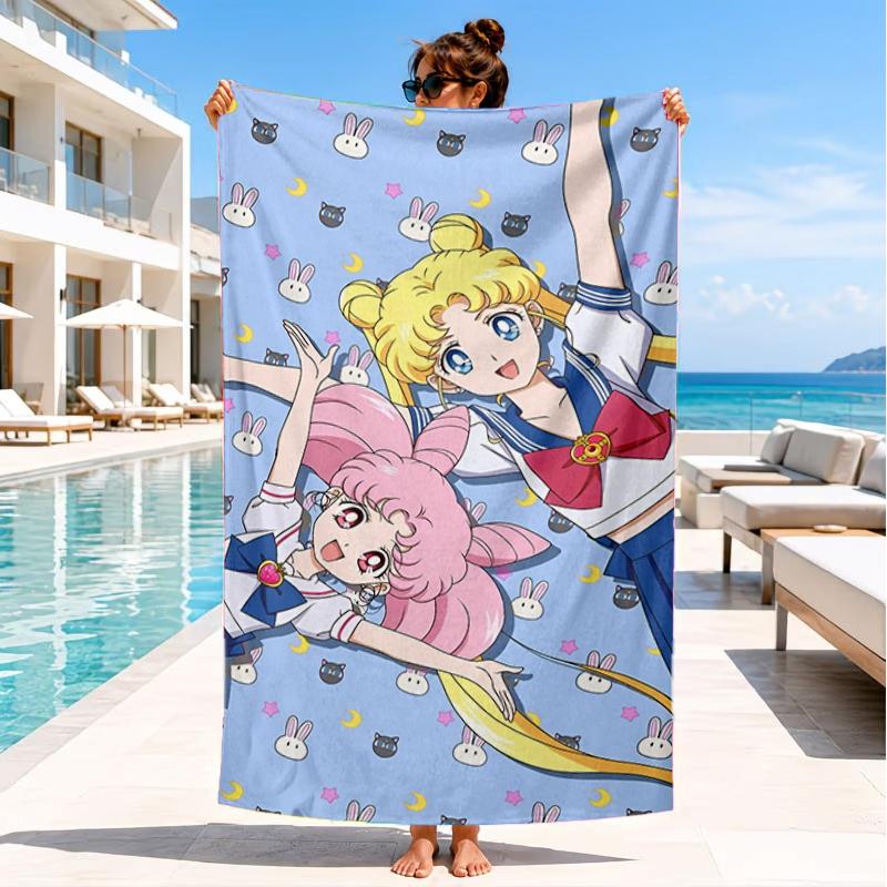 Pink Moon Puella Magi Beach Towel, Super Soft Microfiber, Perfect Gift for Her/Him, Birthday, for Pool, Beach, Travel, Decor Beach Party