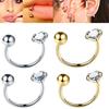 1PC 6/8mm CZ Zircon Horseshoe Ring Septum Nose Piercing Stainless Steel Tragus Helix Earrings Hoop Screw Piercing Body Jewelry