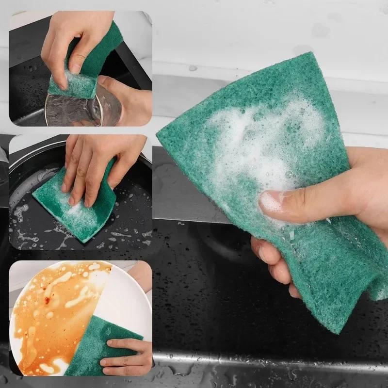 Зеленые Чистящие Тряпки Губки для Мытья Посуды Губка Бытовая Кухонная Моющая Губка Без Царапин Многоразовая Тряпка для Мытья Посуды Дешевая
