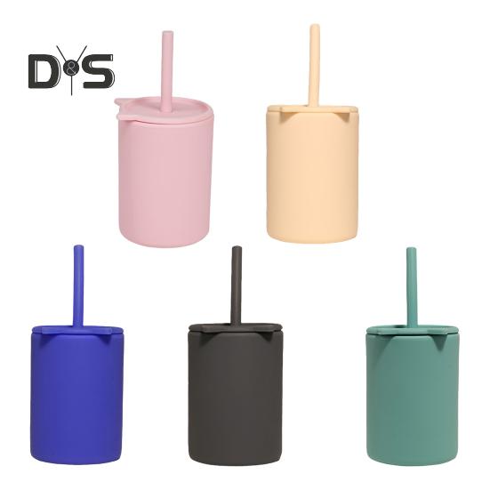 150 мл детские кружки с крышкой и трубочками многоразовые непроливающиеся кружки для детей небьющиеся силиконовые детские кружки-непроливайки для дома, школы, кухни