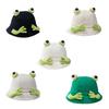 Unisex Frog Shape Bucket Hat Wide Brim Outdoor Summer Spring Foldable Fisherman Hat Sunproof Gifts for Girlfriend