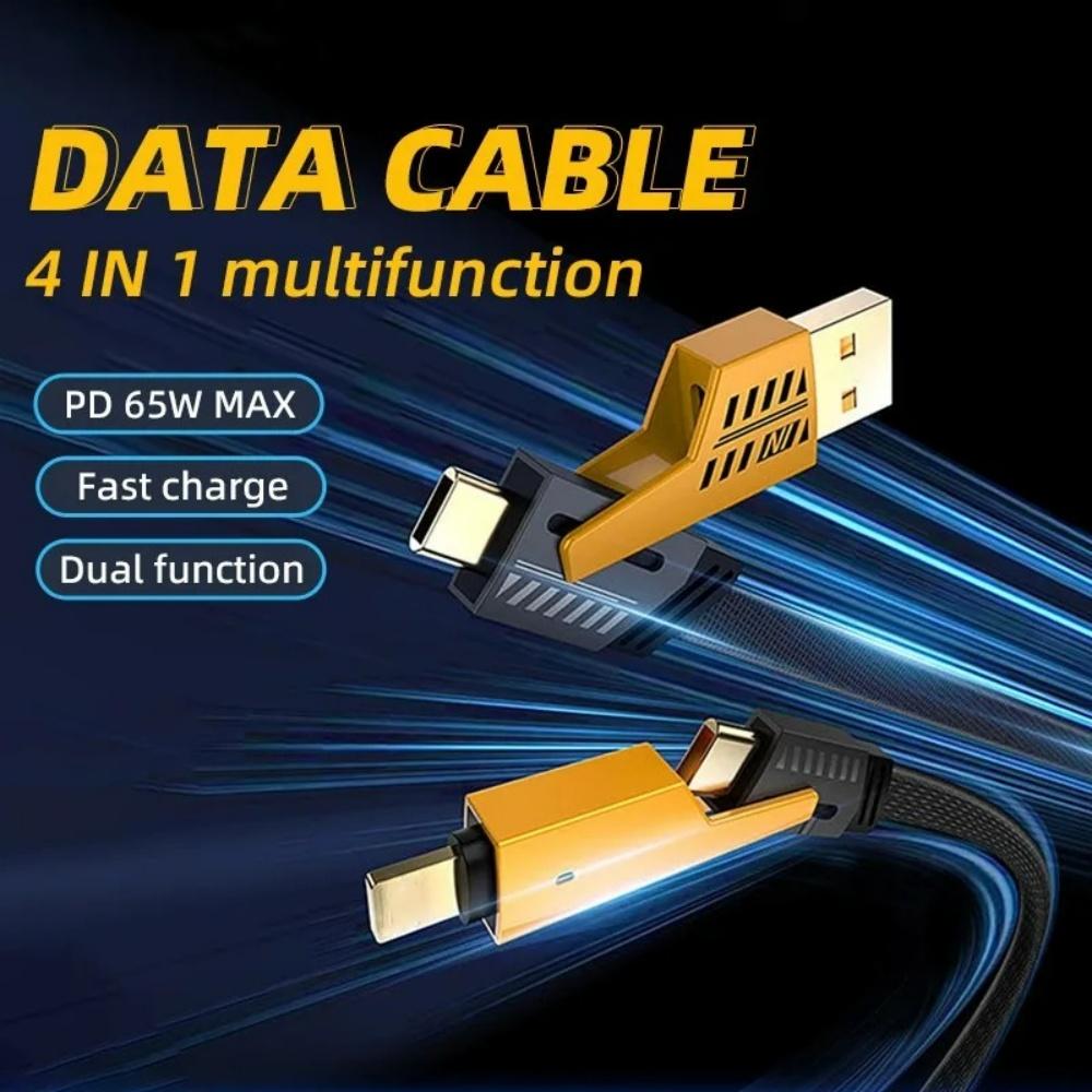 4-in-1 Super Fast Charging Cable PD 27W Dual Type-C 65W Fast Charging Multifunctional Data Cable