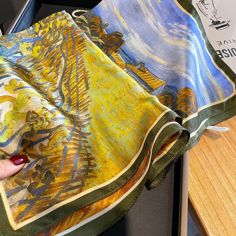 Hangzhou Silk New Silk Small Square Scarf Scarf Decorative Scarf Lady's Temperament Neck Protection Mulberry Silk Printed Silk Scarf