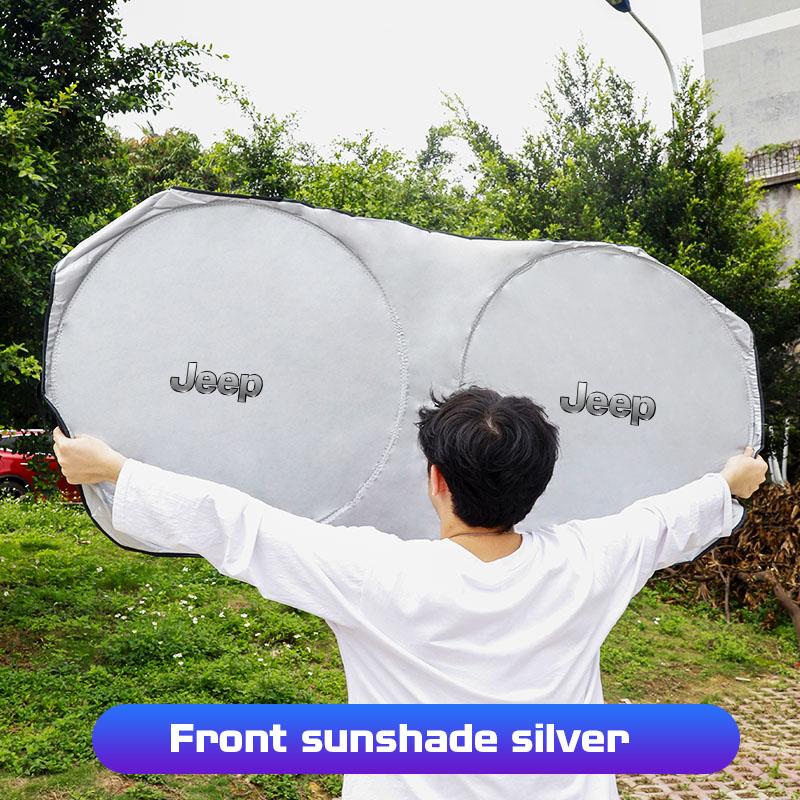 Cup Holders Car Windshield Sun Visor UV Sunshade Protection Shield For Jeep Grand Cherokee Wrangler JK Gladiator Compass Renegad