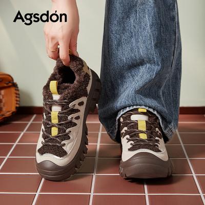 Кроссовки Augu Shiden из флиса женские 2025 новые зимние на платформе на одной педали уличные хлопковые туфли утолщенные пушистые туфли