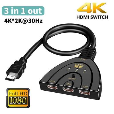 3 входа 1 выход HDMI-переключатель-сплиттер HD 1080P 4K HDMI-совместимый кабель HD-MI Видеопереключатель Адаптер-концентратор для DVD HDTV TV Box PS3 XBOX