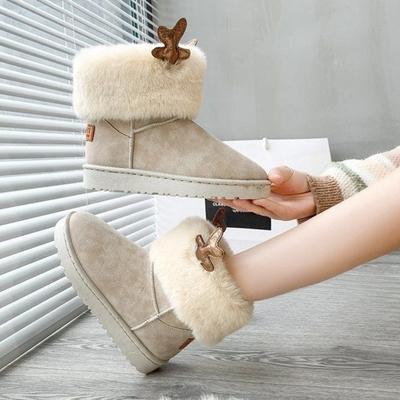 Кавайные женские туфли с круглым носком Зимние высококачественные женские сноубутсы Горячие дизайнерские роскошные Y2k ботильоны для работы с флисовой подкладкой