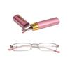 Mini Folding Reading Glasses Women Men Computer Glasses +1.0 To 4.0 Alloy Portable Container Presbyopia Pen Glasses With Box