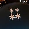 925 Zircon Pearl Snowflake Fringed Earrings Women's French Gentle Temperament Earrings Light Luxury High-end Earrings