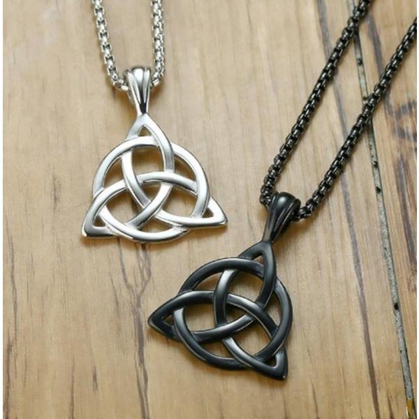 Модное мужское черное кельтское ирландское ожерелье с подвеской Triquetra Trinity Knot, ювелирные изделия
