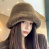 Mao Mao hat women's new autumn and winter plush bucket hat big head circumference versatile bucket hat basin hat