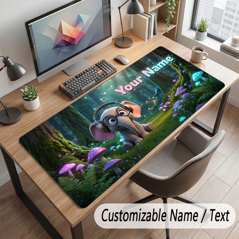 Mushroom Forest Theme Customized Mouse Pad Personalized Print Name Text Desk Mat For Home Office Table Decor