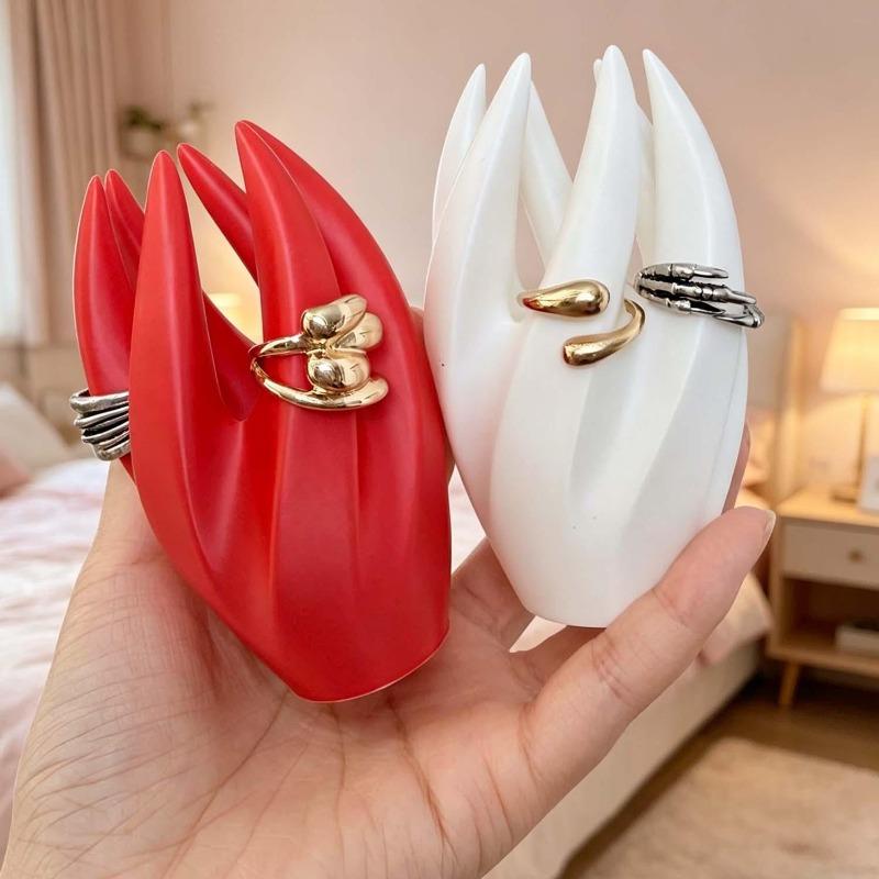 Minimalist 3D Printed Jewelry Tower Ring Holder for Earrings Rings Desktop Decoration Engagement Display Gift Valentine Birthday