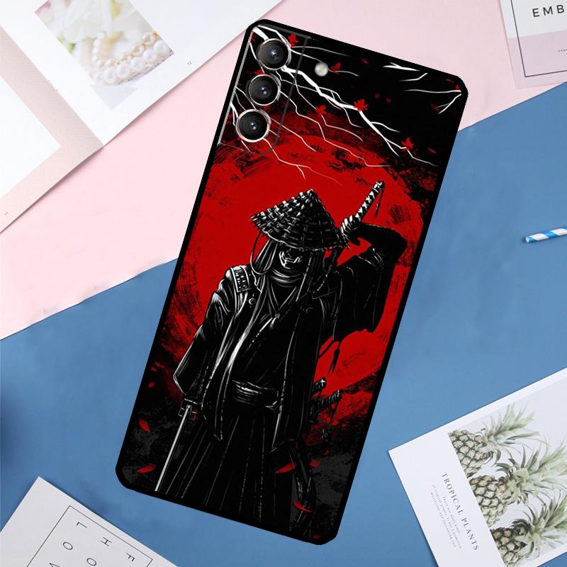 Япония Ниндзя Самурай Красное Солнце Чехол Для Samsung Galaxy S25 Ultra S21 S22 S24 S23 Ultra S9 S10 Plus S21 FE S25 FE Задняя крышка