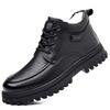 Зимние мужские ботинки Толстые плюшевые теплые хлопковые туфли Роскошные из натуральной кожи Ботинки с высоким голенищем Черные Деловые Ботинки-дезерты Зимние Снежные ботинки