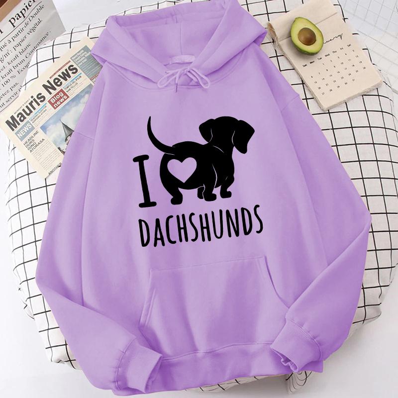 (Толстовки высокого качества)Новые толстовки с принтом «Я люблю таксу», женские толстовки унисекс, повседневные топы с капюшоном, пуловеры