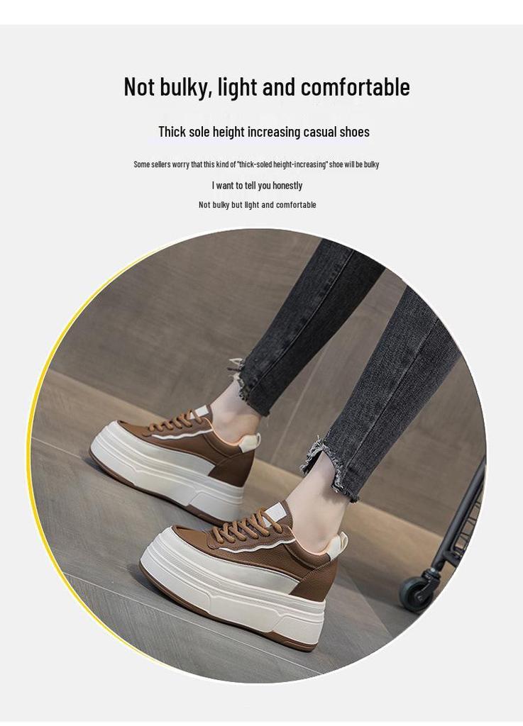 2026 Spring White Platform Wedge Shoes - Hidden Heel Casual Women's Sneakers with Thick Sole and Velvet Style