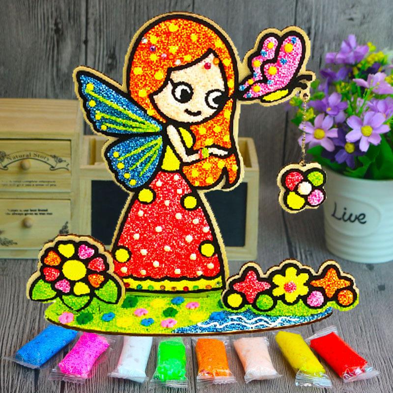 3D Wood Snowflake Clay Painting Children DIY Creative Colorful Mud Painting Board Art Painting Tool Child