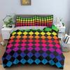 Top Abstract Geometric Duvet Cover Microfiber Queen Bedding Set Boys Kids Room Rainbow Plaid Print Quilt Cover With Pillowcase