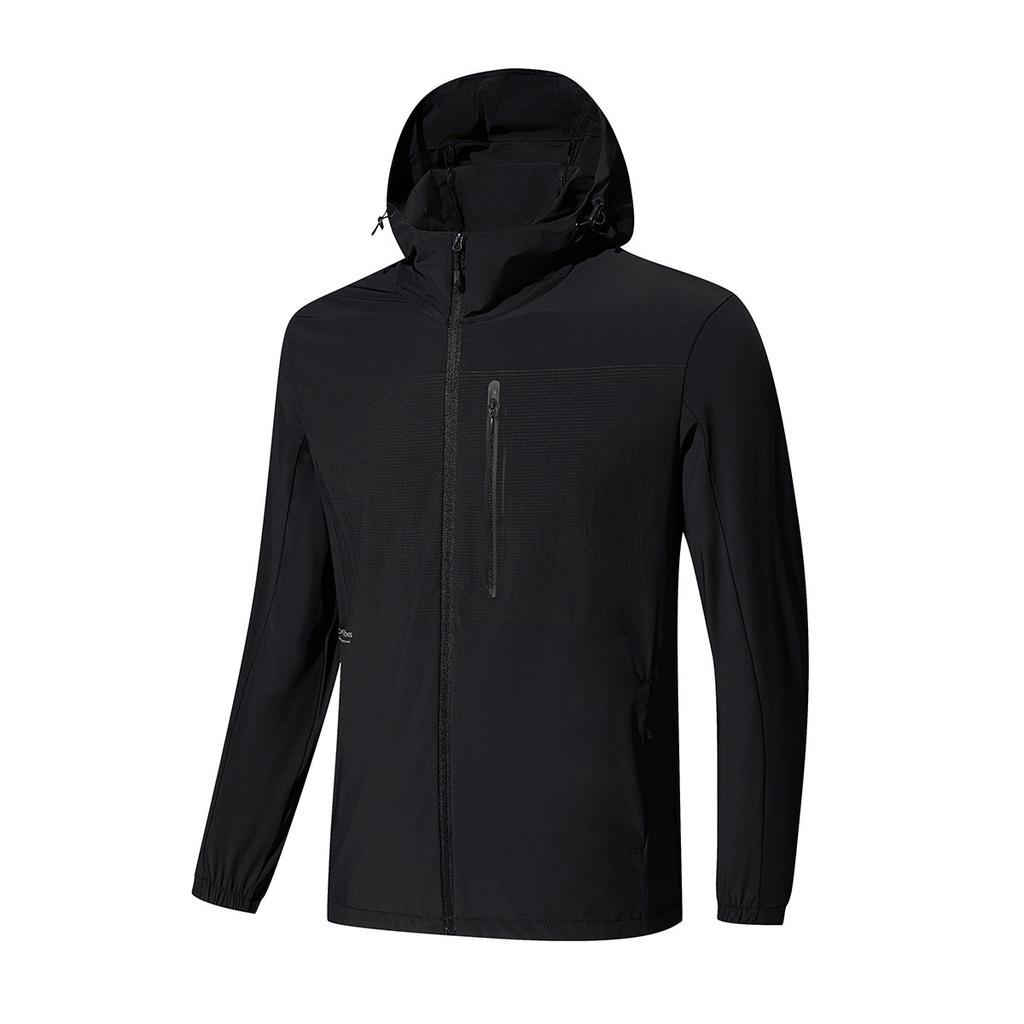 1011 Summer Men's Outdoor Mountaineering UPF10 Sunscreen Clothing Hooded Elastic Breathable Striped Skin Clothing
