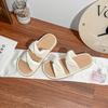 Yuanlitong Summer New Thick-bottomed Cool Slippers Women's Wear High-end Double-row One-word Flat Slippers with Wrinkles