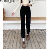 MODIQUE, весенние большие размеры, новые женские винтажные эластичные прямые длинные джинсы с высокой талией, женские базовые повседневные брюки, брюки
