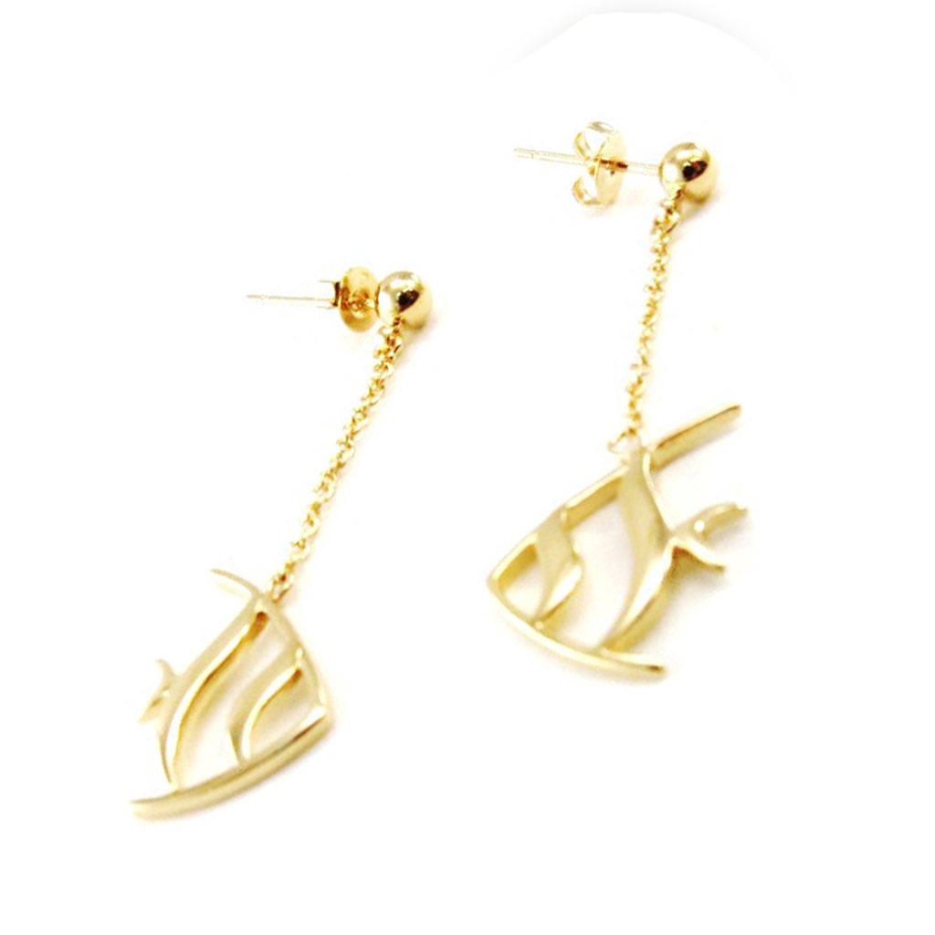 Les Trésors De Lily [I9845] - Позолоченные серьги «Рыба» - 40x15 мм