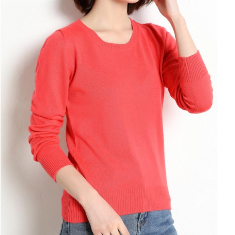 YYFS Женская мода, повседневный однотонный принт, большие размеры, осень-зима, свитера с круглым вырезом и длинными рукавами