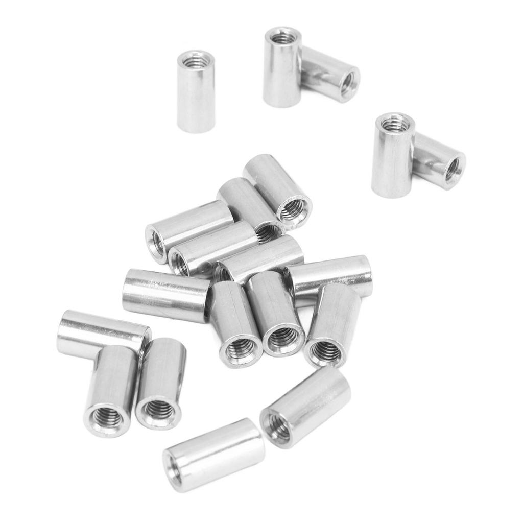 20PCS Round Coupling Nut Kit M6 X 1.0 10 L20mm Stainless Steel Female Thread Connection Nut for Indoor
