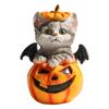 Halloween Pumpkin Decorations Resin Pumpkin Figurines with Cat Table Centerpieces for Outdoor Indoor Fairy Garden Decors