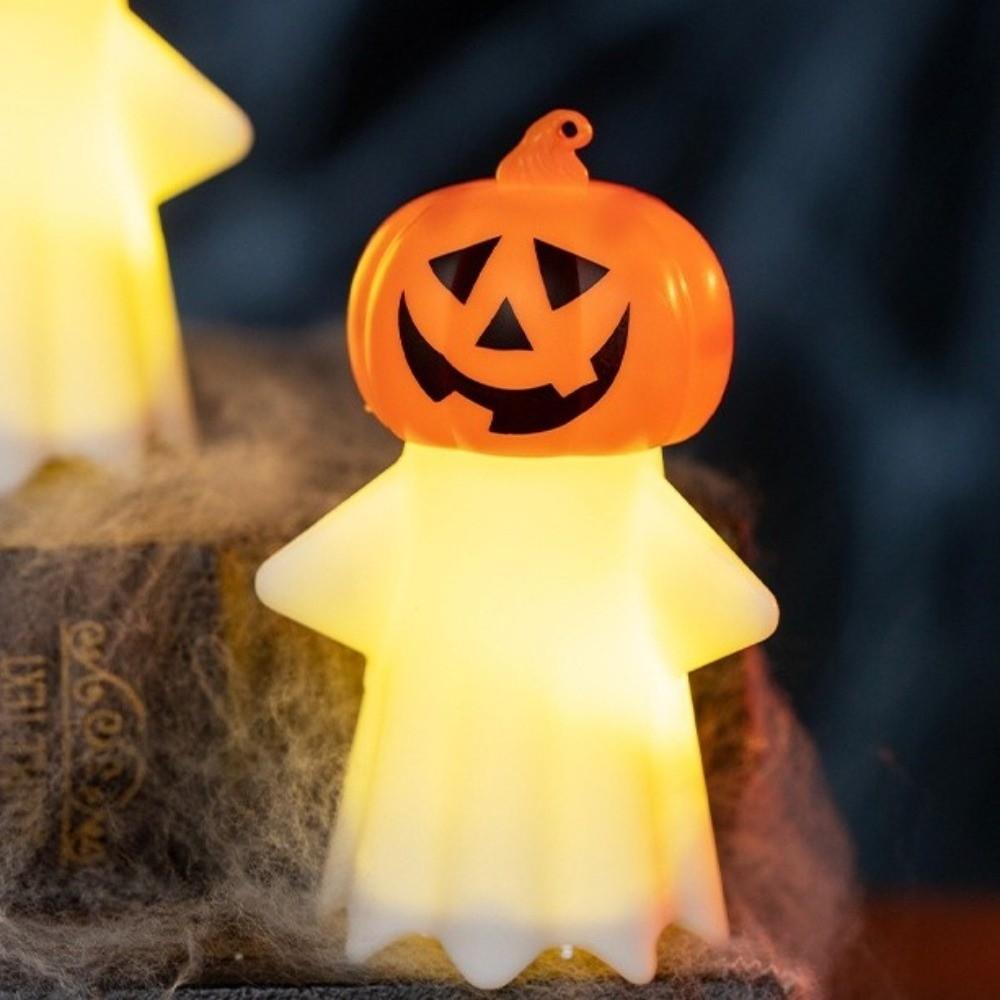 Creative Portable Halloween Pumpkin Light Spooky Plastic Ghost Pumpkin Lamp Eye Protection LED Night Light Porch Lighting