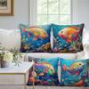 Colorful Fish Cartoon Marine Life Peach Skin Sofa Pillow Car Cushion Cover