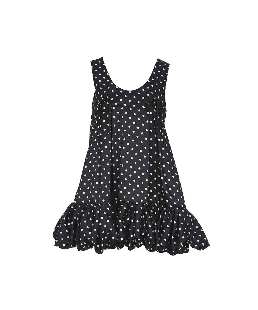 Bimuet Dot Ribbon Detail Mini Dress Black