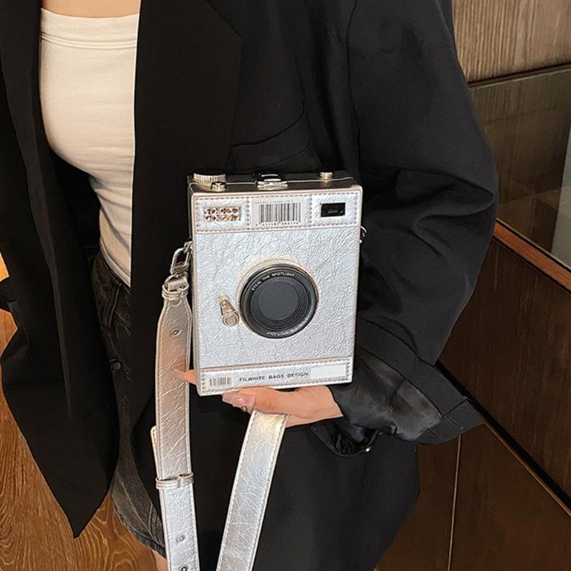 Camera Box Shaped Shoulder Tote Bag Top Handle Purse Crossbody Handbag for Women Girls
