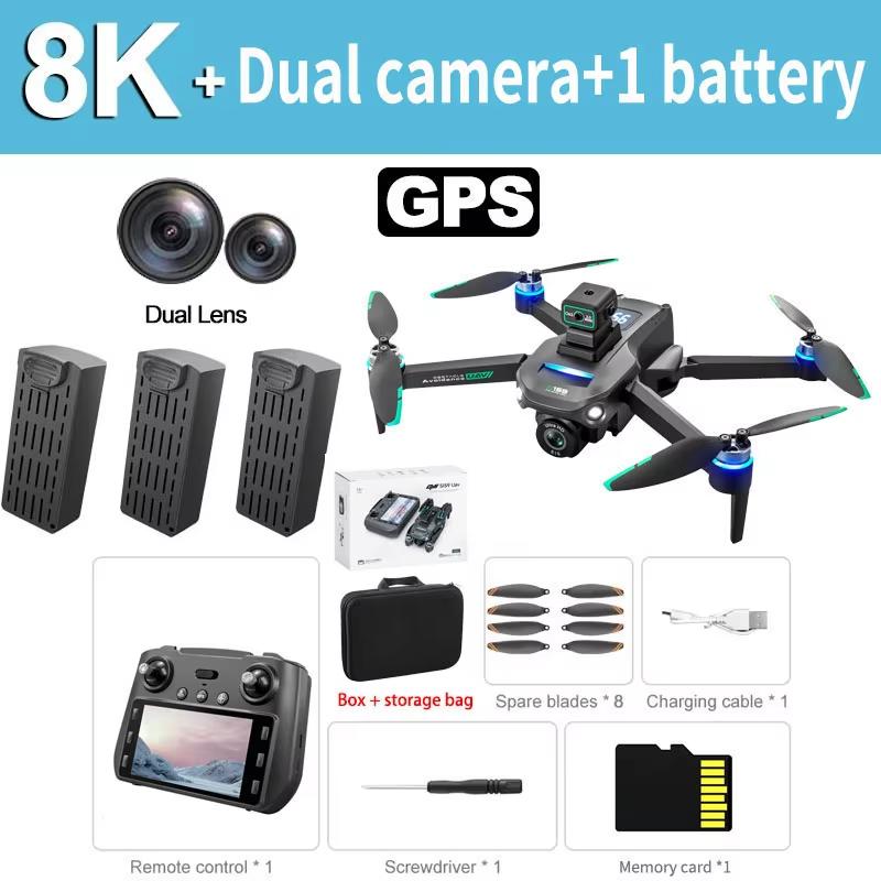 2025 S159 GPS RC Drone 5G 8K HD ESC Photography Двойная камера Professional WIFI FPV Backhaul Screen Obstacle Avoiding Butterfly Quadcopter Toy