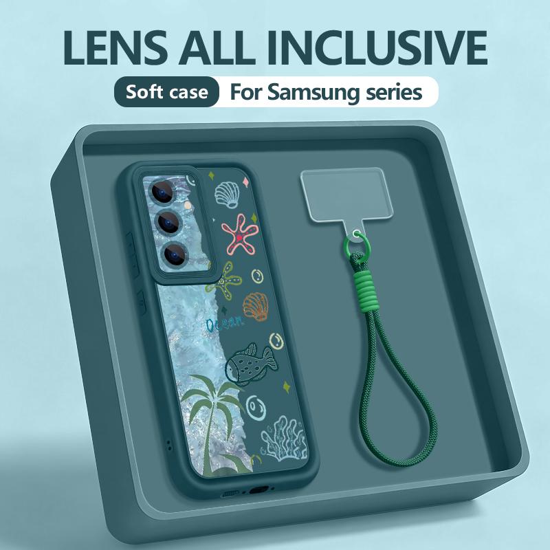 Чехол-ремешок на запястье для Samsung Galaxy S26 S24 S25 Ultra S23 S25 FE A57 A17 A37 A56 A16 A55 A54 A15 A25 Чехол для телефона Акула-кит