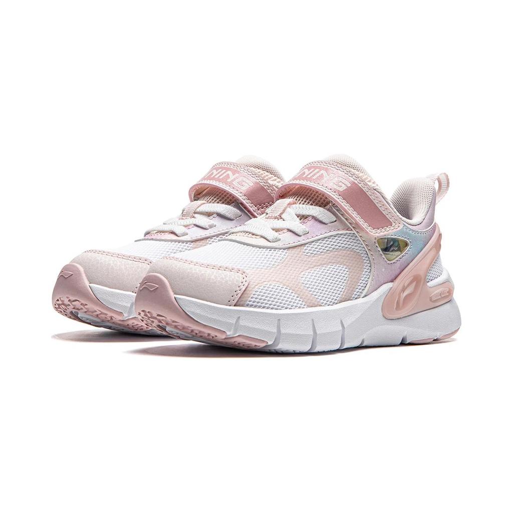 Li Ning Kids Sports Lifestyle Series Soft Comfortable Resilient Breathable Low-Top Casual Shoes Kids Casual Shoes White Pink YKNU062-4