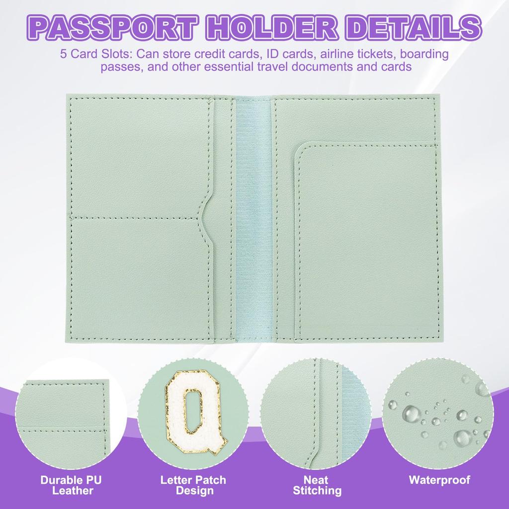 Набор бирок для паспорта и багажа с обложкой для паспорта с инициалом и буквой-шевроном, дорожная сумка-кошелек, идентификатор чемодана для женщин и семьи