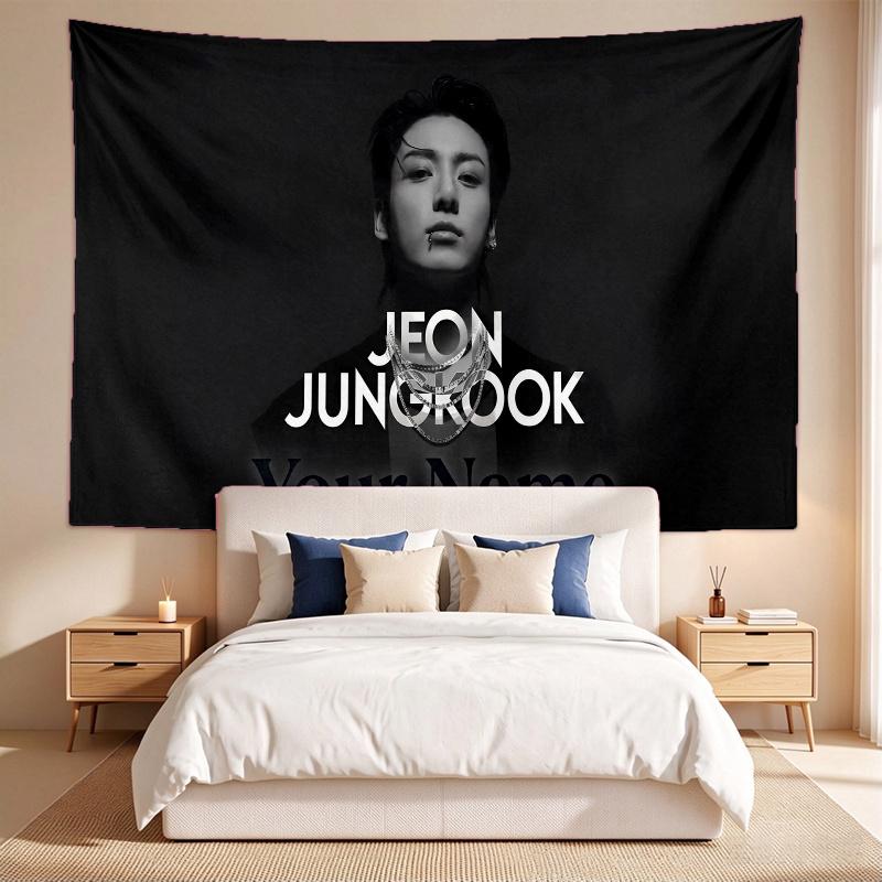 Jk (5) Custom Name Tapestry Wall Hanging Tapestry Wall Art Decor for Bedroom Living Room