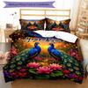 3PC Custom Name Peacock Garden Fantasy Bedding Set Duvet Cover Closure Includes 1 Duvet Cover & 2 Pillowcases for Bedroom