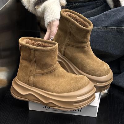 Модные женские ботинки на платформе с ботильонами, зимние туфли на плоской подошве, замшевые туфли, зимние короткие плюшевые теплые туфли, повседневные спортивные ботинки «Челси» 2024 года, новые ботинки для женщин