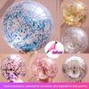 PVC Inflatable Transparent Beach Ball with Blue Sequins for Water Play and Photo Props