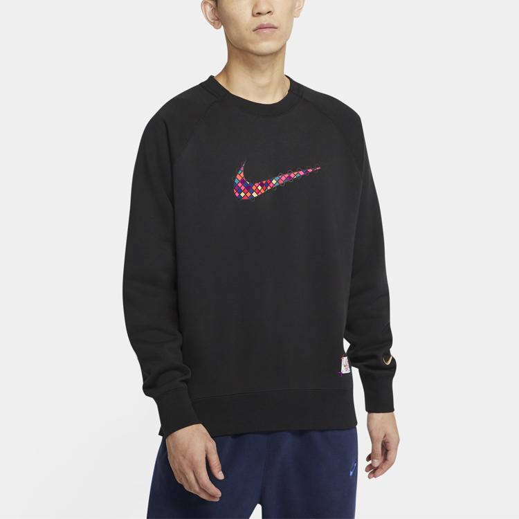 Nike Спортивная толстовка с длинным рукавом и круглым вырезом из флиса для мужчин Черная DH1381-010