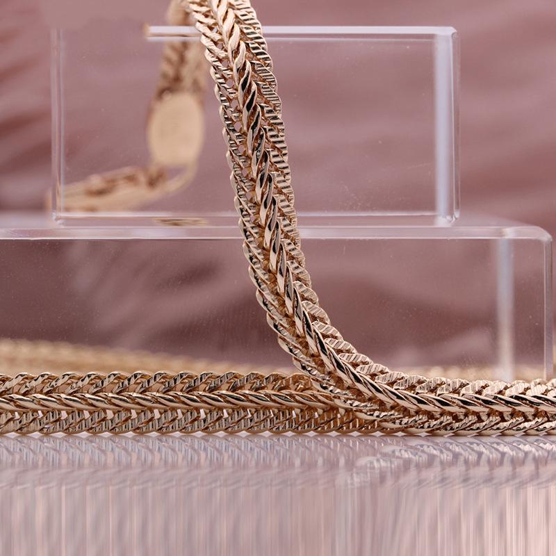 Цвет розового золота, итальянское ожерелье ручной работы, унисекс, длинная цепочка