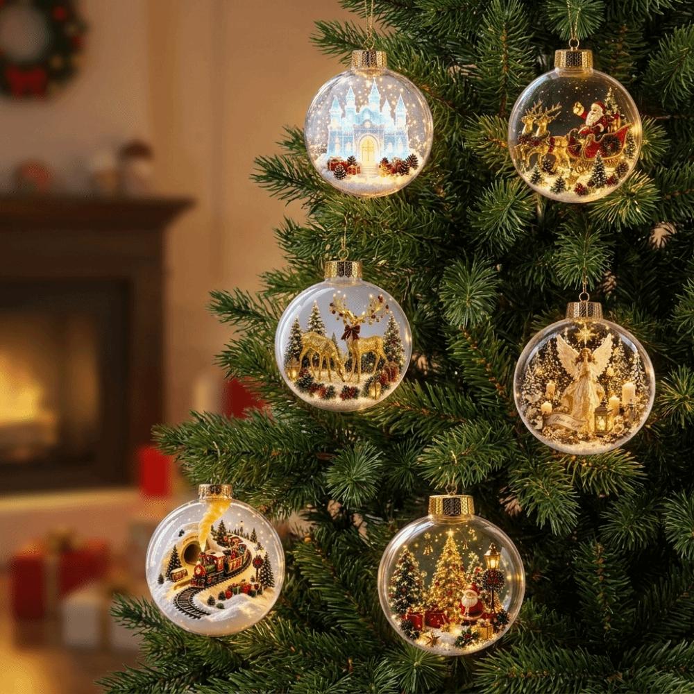 LED Lighted LED Christmas Tree Globe Decor Xmas Snow Globe Ornament  Christmas Tree Decoration