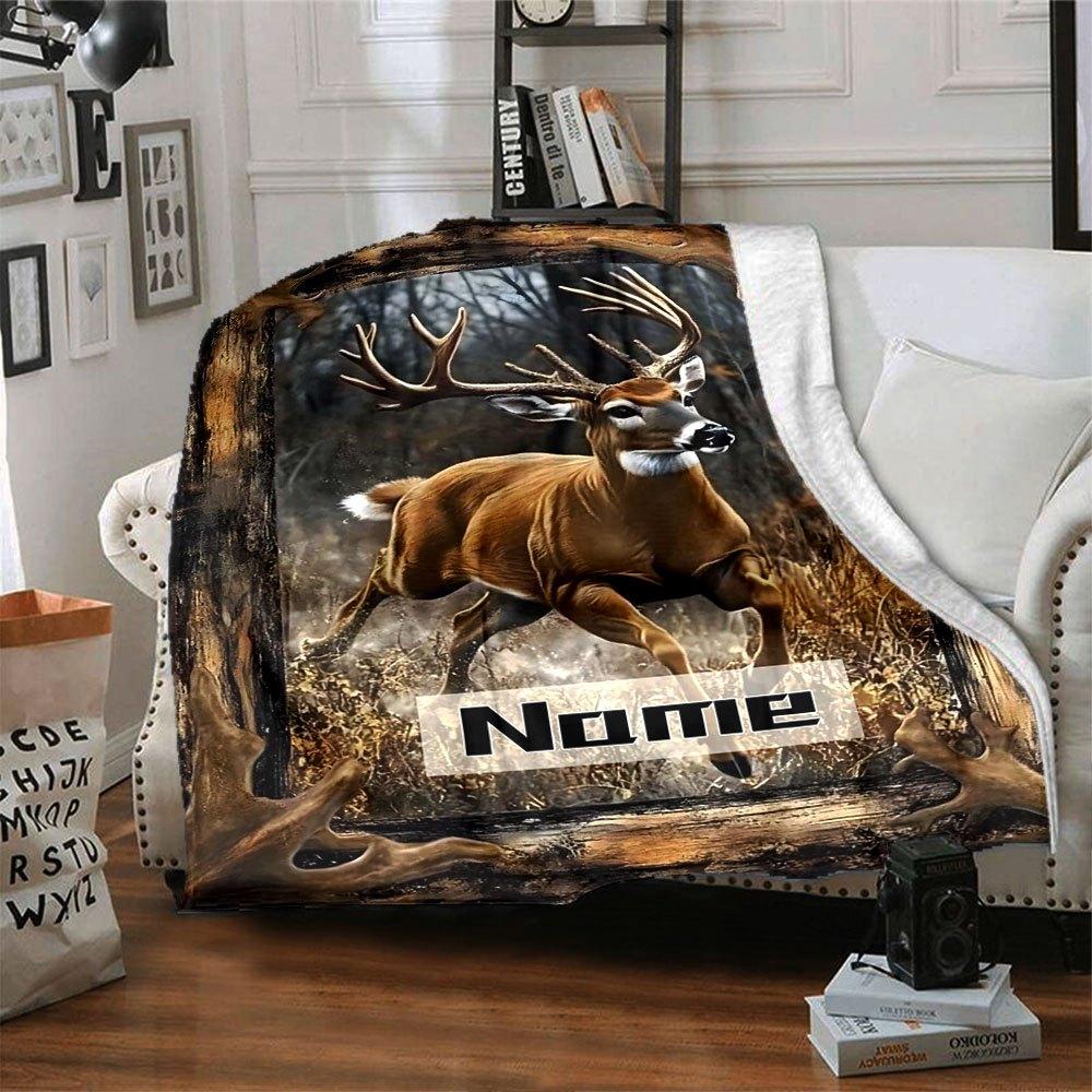 Running Deer Home Customize Your Name Blankets Soft Cozy Lightweight Versatile For All Seasons Perfect For Picnics Sofa Office Bed Living Room And