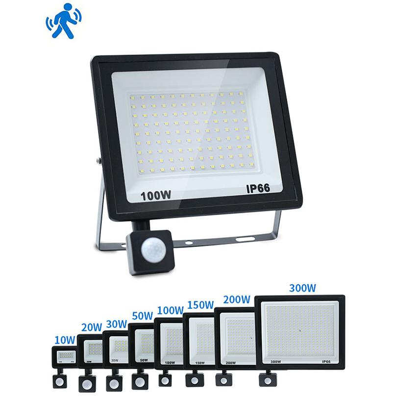 LED Floodlight Motion Sensor AC220V AC110V 10W-300W Waterproof Outdoor Projector Exterior Spotlight Outdoor lamp Wall Reflector
